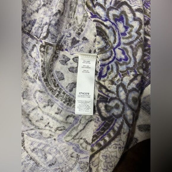 Chico’s Animal Paisley Ashton linen/cotton Cardigan sz 1 (medium) - Picture 6 of 12